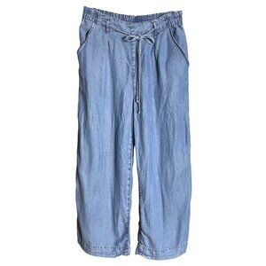 American Eagle Pants Cropped Wide Leg Chambray Pull On Comfy Pockets Womens 6
